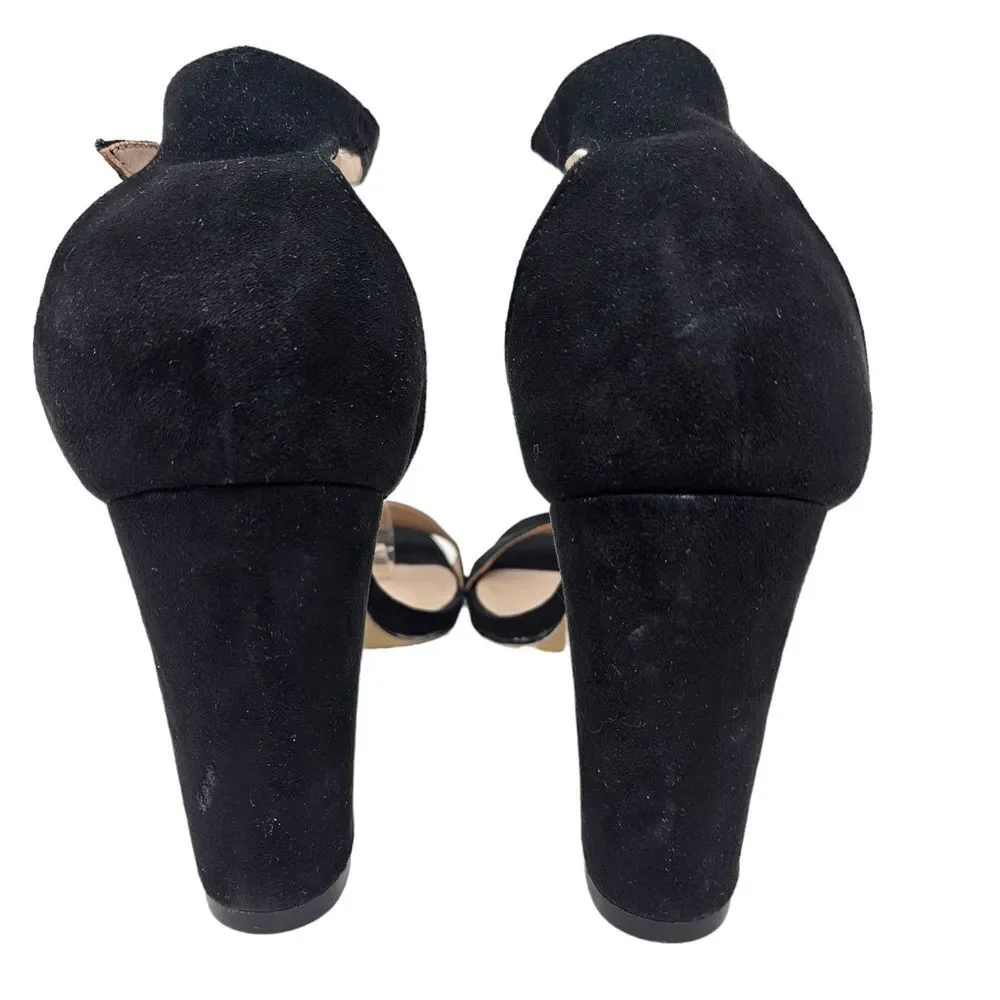 MADDEN GIRL Beella Black Heeled Sandal Open Toe Ankle Strap Size 8 Velvet